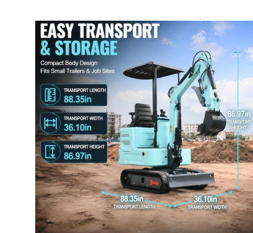 3100lb Mini Excavator with Kubota—Diesel Engine | Compact Excavator for Digging, Trenching, Farm & Landscaping | EPA Certified Shipping & Unloading Included (90% Assembled+5)