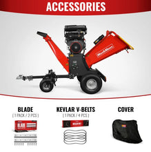 Load image into Gallery viewer, 8 inch ZONSEN E-Start 1000cc 35hp Gas Powered 4 - Wheel Drum Wood Chipper with Taillight , B200