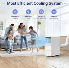 Load image into Gallery viewer, 12000 BTU Portable Air Conditioner with Cooling, Fan, Dehumidifier, Sleep Mode &amp; Remote Control