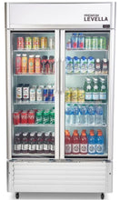 Load image into Gallery viewer, 16.0 CuFt Commercial Display Refrigerator 2-Glass Door Merchandiser in Silver with 8 Adjustable Wire Shelves