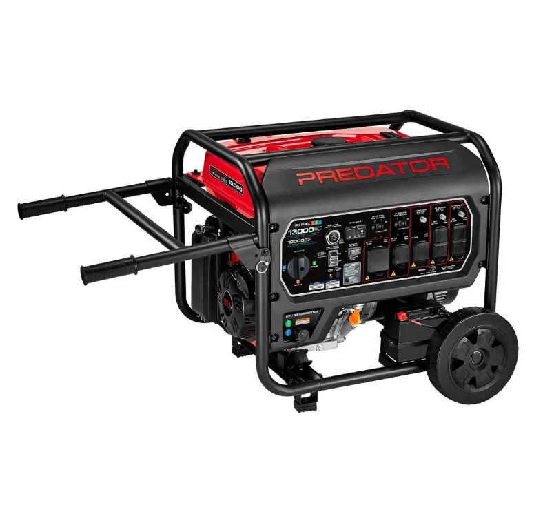 PREDATOR 13,000 Watt Tri-Fuel Portable Generator with Remote Start and CO SECURE Technology, 49-State Compliant