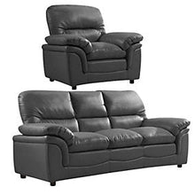 Load image into Gallery viewer, Verona Grey Leather Aire 3+1 Seater Sofa Set Collection