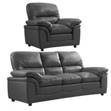 Load image into Gallery viewer, Verona Grey Leather Aire 3+1 Seater Sofa Set Collection