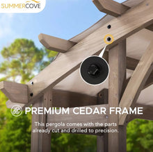 Load image into Gallery viewer, Sunjoy Bellucci 10 x 14 ft. Light Grey Outdoor Cedar Wood Framed Arched Pergola