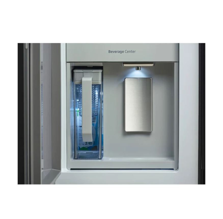 Bespoke 29 CuFt 4-Door Flex Refrigerator in White Glass with AI Family Hub+ and AI Vision