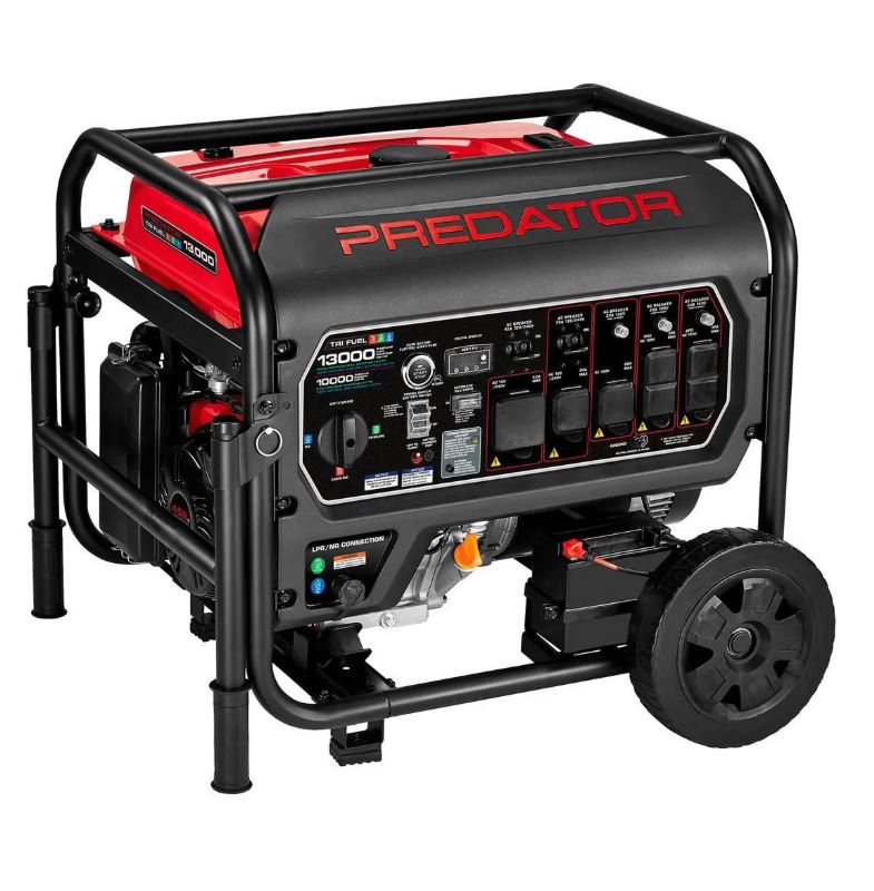 PREDATOR 13,000 Watt Tri-Fuel Portable Generator with Remote Start and CO SECURE Technology, 49-State Compliant