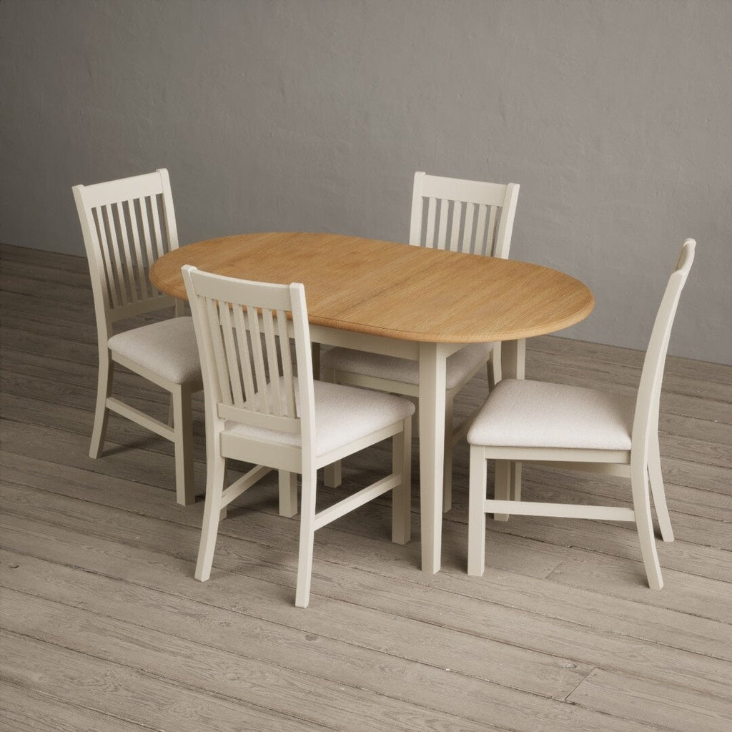 Extending Warwick Oak and Cream Painted Dining Table with Warwick Chairs