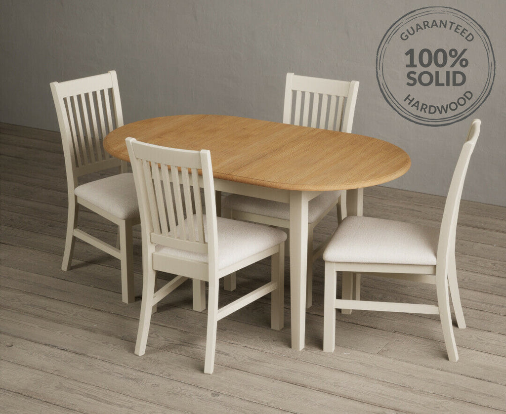 Extending Warwick Oak and Cream Painted Dining Table with Warwick Chairs