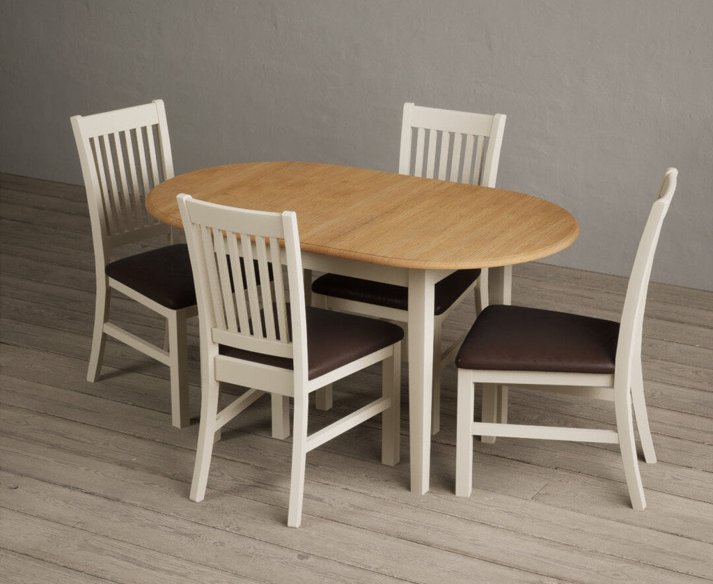 Extending Warwick Oak and Cream Painted Dining Table with Warwick Chairs