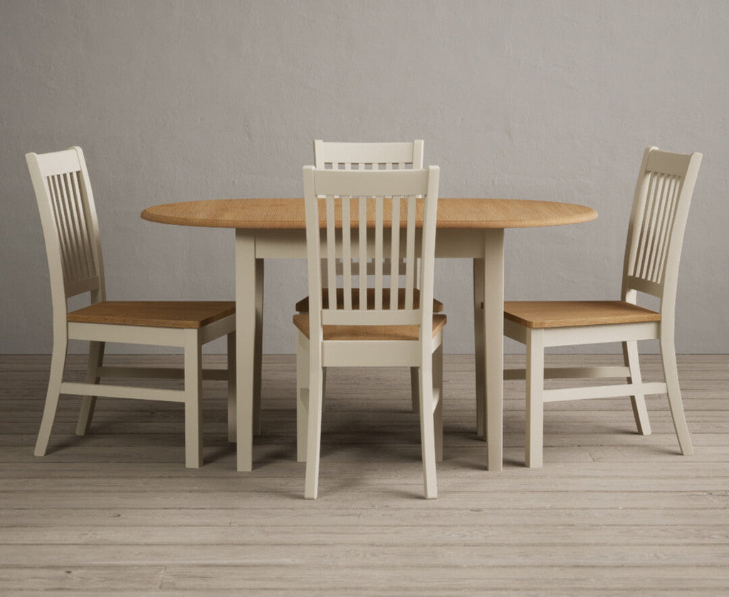 Extending Warwick Oak and Cream Painted Dining Table with Warwick Chairs