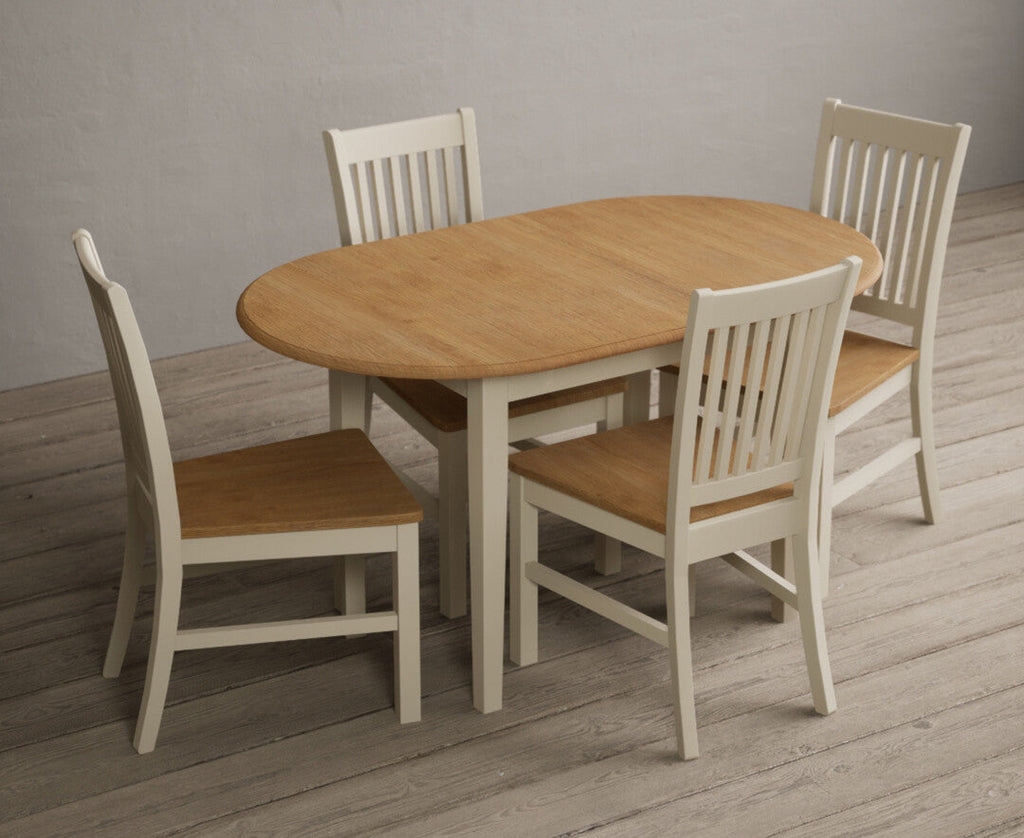 Extending Warwick Oak and Cream Painted Dining Table with Warwick Chairs