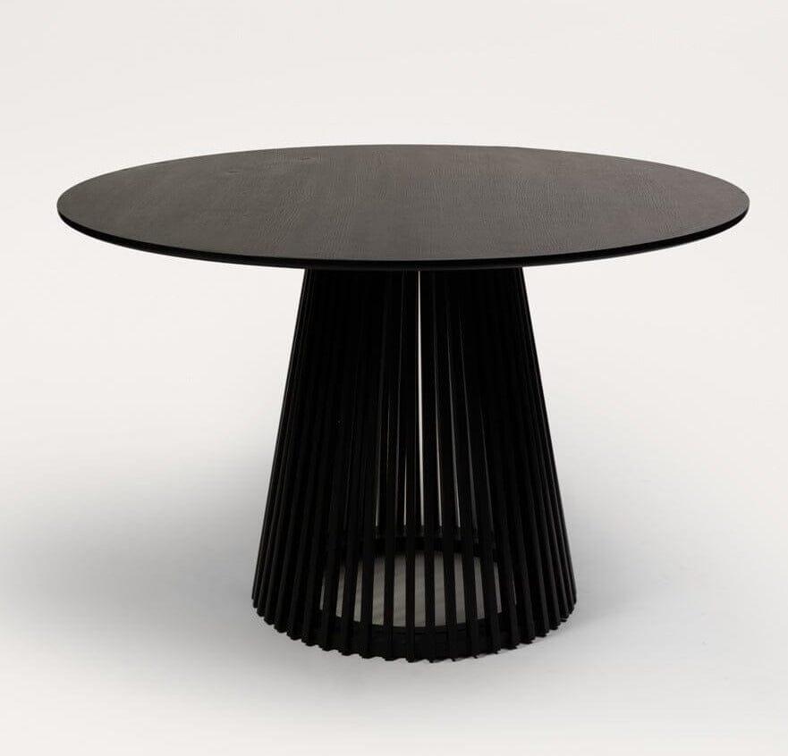 Willow Black Dining Table Set - 4 Seater - Freya Sand Dining Chairs - Black Oak Legs