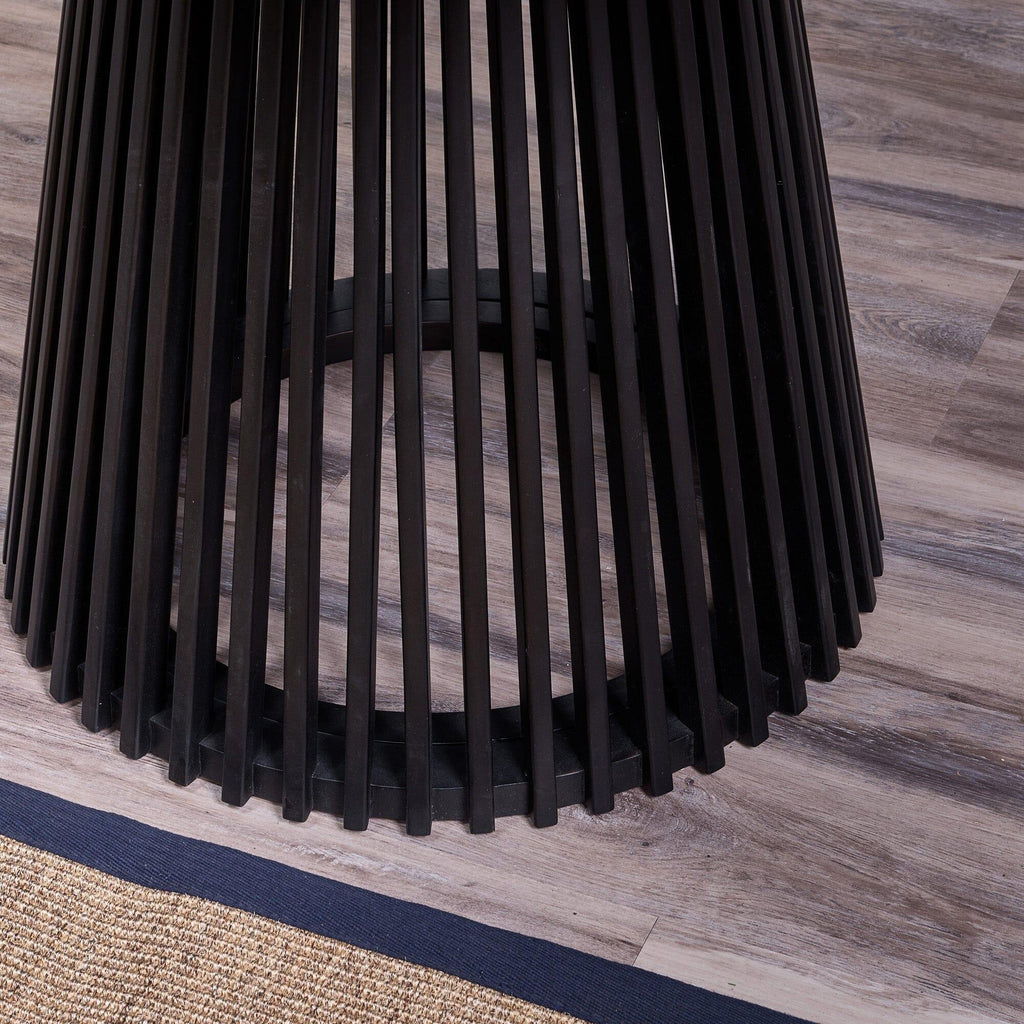 Willow Black Dining Table Set - 4 Seater - Freya Sand Dining Chairs - Black Oak Legs