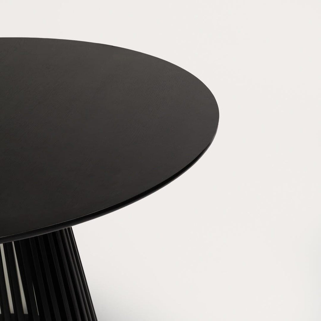 Willow Black Dining Table Set - 4 Seater - Freya Sand Dining Chairs - Black Oak Legs