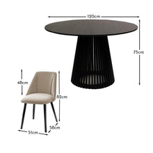 Load image into Gallery viewer, Willow Black Dining Table Set - 4 Seater - Freya Sand Dining Chairs - Black Oak Legs