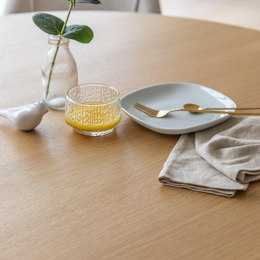 Willow Pale Oak Dining Table Set - 4 Seater - Freya Sand Dining Chairs - Whitewash Legs
