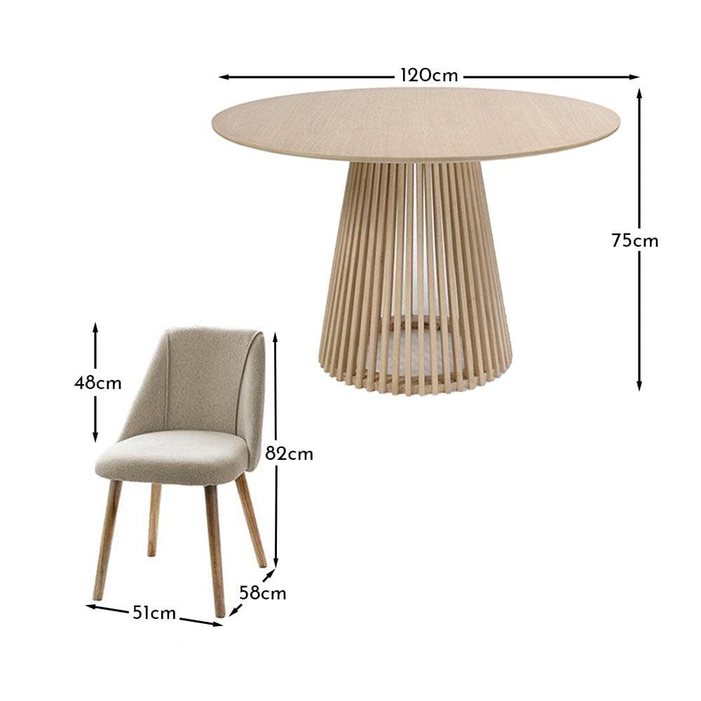 Willow Pale Oak Dining Table Set - 4 Seater - Freya Sand Dining Chairs - Whitewash Legs