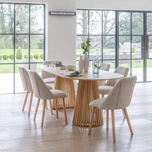 Load image into Gallery viewer, Willow Pale Oak Dining Table Set - 6 Seater - Freya Sand Dining Chairs - Whitewash Legs