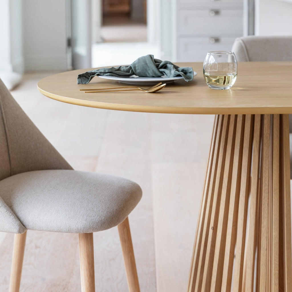 Willow Pale Oak Dining Table Set - 6 Seater - Freya Sand Dining Chairs - Whitewash Legs