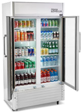 Load image into Gallery viewer, 16.0 CuFt Commercial Display Refrigerator 2-Glass Door Merchandiser in Silver with 8 Adjustable Wire Shelves