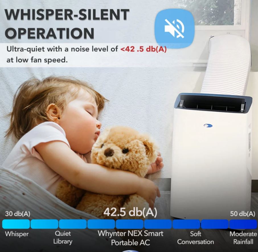 Whynter NEX Inverter 14,000 BTU Dual Hose Smart Portable Air Conditioner, Heater, Dehumidifier & Fan | ARC-1230WNH