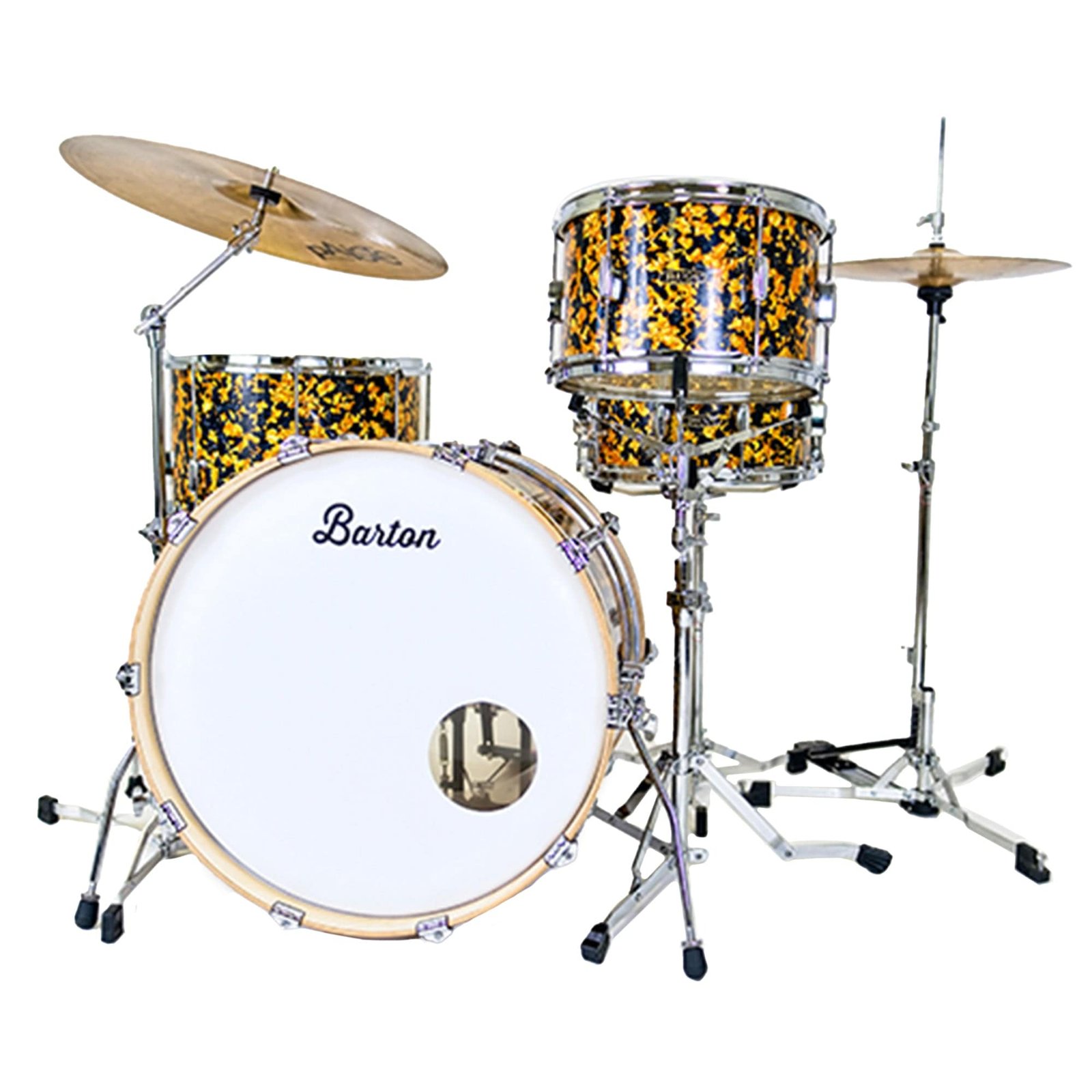 Barton Studio Custom Birch 12/14/20 3pc. Drum Kit Black & Gold Pearl